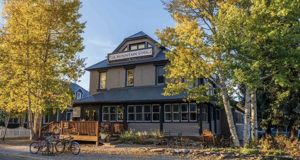 Elk Mountain Lodge exterior in downtown Crested Butte, Colorado